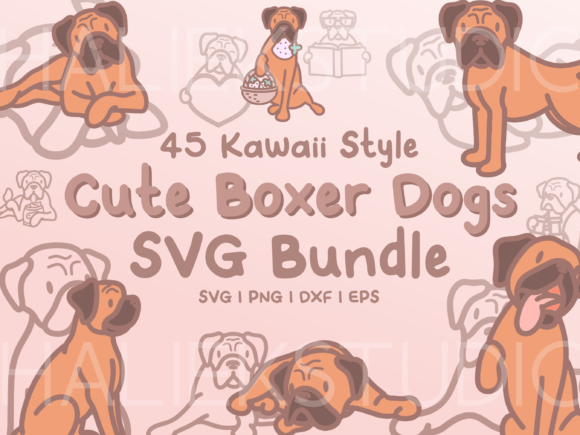 Download Cute Boxer Dog SVG Illustrations - Boxer Collection